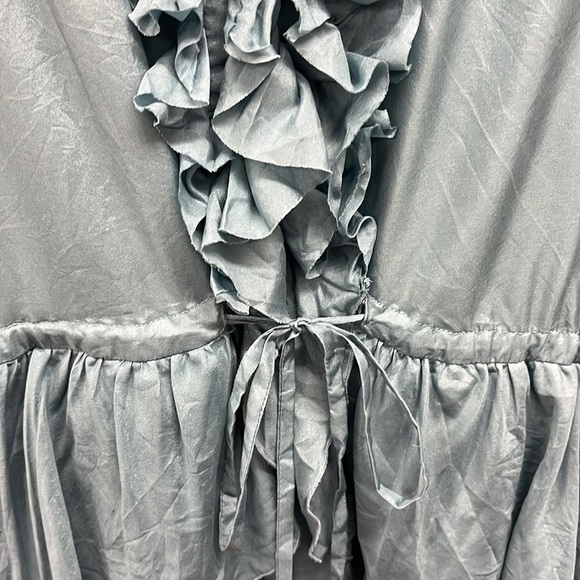 Rebecca Taylor Steel Blue Ruffled Silk Mini Dress 0 - Picture 3 of 8